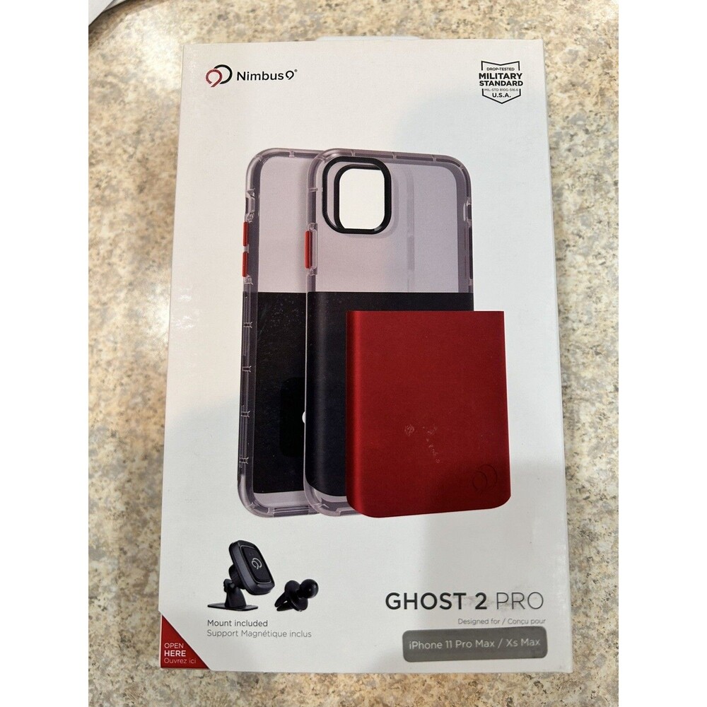 Nimbus Ghost 2 Pro Case with Car Mount  iPhone 11 Pro Max- black and crimson